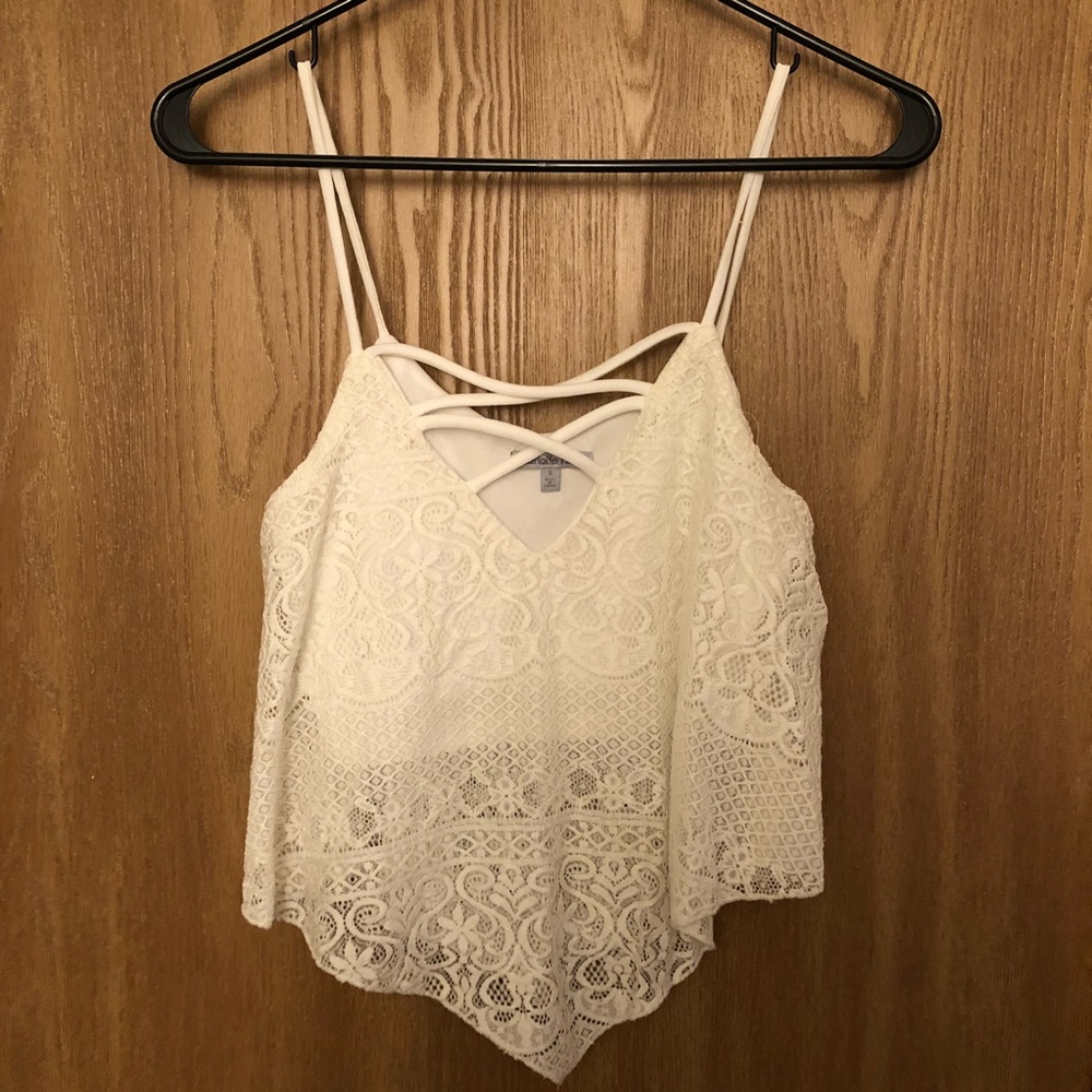 White lace crop top